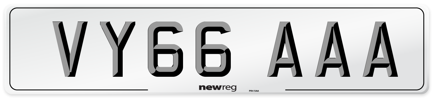 VY66 AAA Number Plate from New Reg